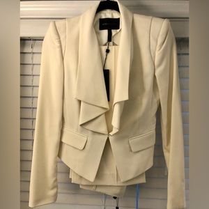 BCBG Cream Waterfall Jacket Pant Suit